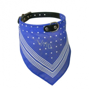 B&F Leather collar with cotton scarf blue 2.2 x 55 cm