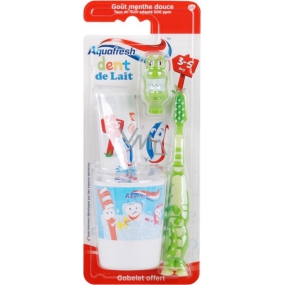 Aquafresh Dent de Lait toothpaste 50 ml + toothbrush + cup, green set for children