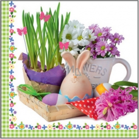 Paper napkins 3 ply 33 x 33 cm 20 pieces Easter bunny, mug, flowerpot