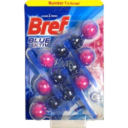 Bref Blue Aktiv Fresh Flowers WC block for hygienic cleanliness and  freshness of your toilet, colours the water, 3 x 50 g, megapack