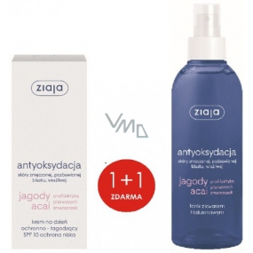 Ziaja Acai Berry SPF 10 protective, soothing day skin cream 50 ml + Acai Berry skin tonic with hyaluronic acid spray 200 ml, duopack