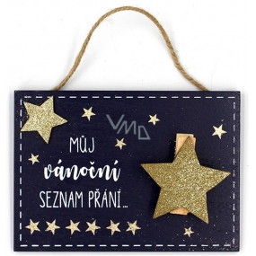 Nekupto Christmas wooden decoration sign My Christmas wish list 140 x 100 x 20 mm