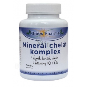 Uniospharma Mineral chelate complex contains minerals calcium, magnesium and zinc in the form of chelates maintains the condition of bones and teeth 90 tablets