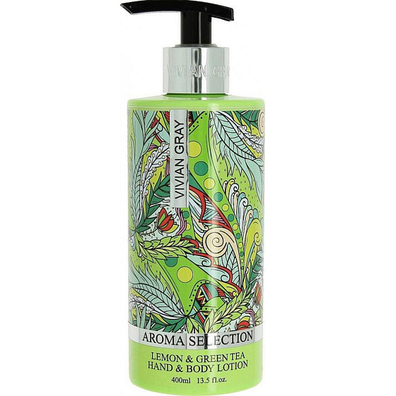 Vivian Gray Aroma Selection Lemon & Green Tea luxury hand and body lotion with dispenser 400 ml