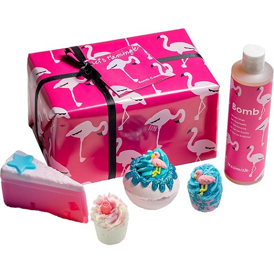 Bomb Cosmetics Flamingo - Lets Flamingle ballistic 160 g + block 2 x 50 g + shower gel 300 ml + soap 100 g, cosmetic set