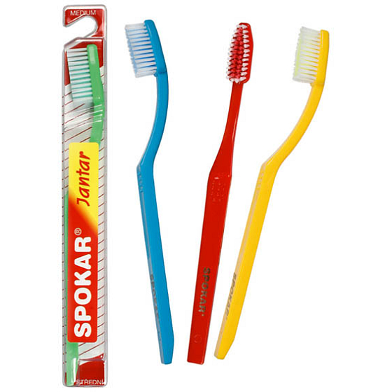 Spokar 3413 Amber Medium Toothbrush Straight Cut, Tapered Head