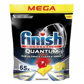 Finish Quantum Ultimate Lemon tablets for the dishwasher, protects dishes and glasses, brings dazzling purity, shine 65 pieces