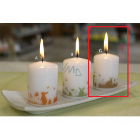 Lima Bunnies in the grass brown candle white cylinder 50 x 70 mm 1 piece