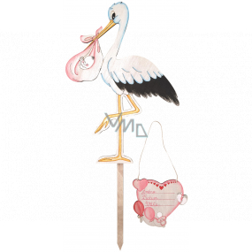 Wooden pink stork 35 x 45 cm