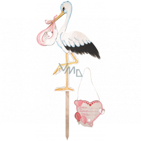 Wooden stork pink 35 x 45 cm