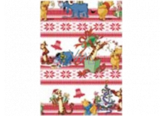 Ditipo Gift wrapping paper 70 x 200 cm Christmas Disney Winnie the Pooh white with red stripes