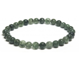 Crystal with actinolite bracelet elastic natural stone, ball 6 mm / 16 - 17 cm, stone stones