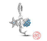 Sterling silver 925 Mermaid, starfish, seashell, 3in1 bracelet pendant, sea