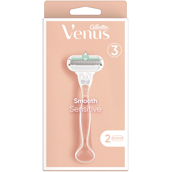 Gillette Venus Smooth Sensitive razor with 3 blades + 2 replacement heads for women