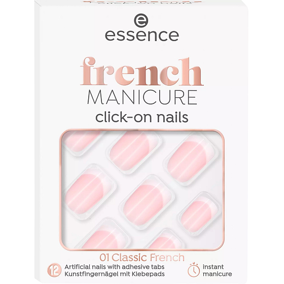 Essence French Click & Go artificial nails 01 Classic French 12 pieces