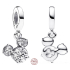 Sterling silver 925 Disney Glitter Mickey Mouse head silhouette white cubic zirconia pendant bracelet