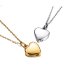 Commemorative urn pendant, Heart shiny gold, waterproof, stainless steel 19 x 29 mm + chain 50 cm