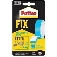 PATTEX Fix double-sided extra strong adhesive mounting tape, load capacity 80 kg, 1.5 m × 19 mm