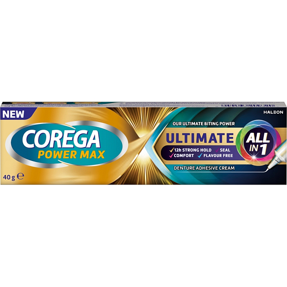 Corega Power Max Ultimate All in One Denture Adhesive Cream, 40 g