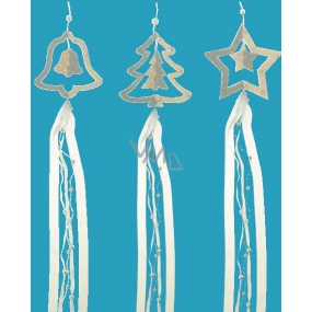 Tree, star or bell gray-silver with a ribbon for hanging 70 cm 1 piece