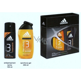 Adidas Action 3 Intensive antiperspirant deodorant spray 150 ml + shower gel 250 ml for men cosmetic set