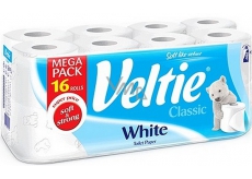 Veltie White toaletní papír bílý 2 vrstvý 180 útržků 16 rolí