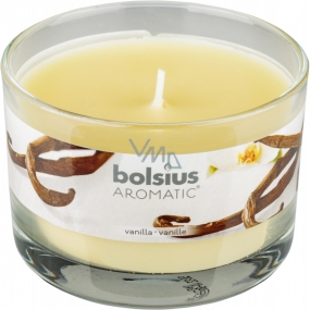 Bolsius Aromatic Vanilla - Vanilla scented candle in glass 90 x 65 mm 247 g burning time approx. 30 hours