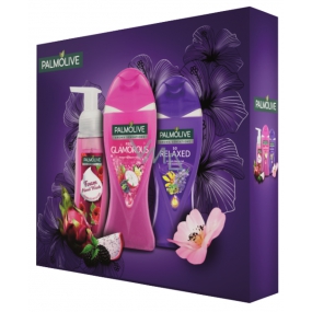 Palmolive Relax shower gel 250 ml + Glamor. shower gel 250 ml + Raspberry foam soap 250 ml, cosmetic set