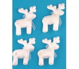 White reindeer on a clip 6 cm 4 pieces in a bag