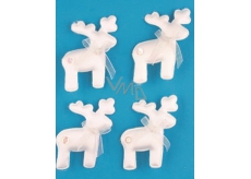 White reindeer on a clip 6 cm 4 pieces in a bag