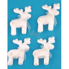 White reindeer on a clip 6 cm 4 pieces in a bag