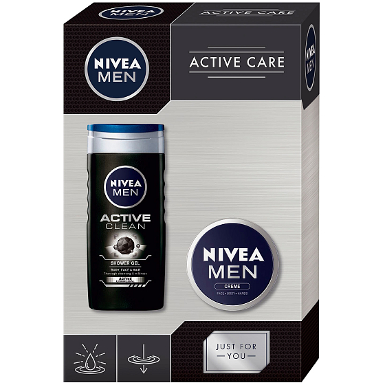 Nivea Men Active Care Active Care shower gel for men 250 ml + Men cream 75 ml, cosmetic set