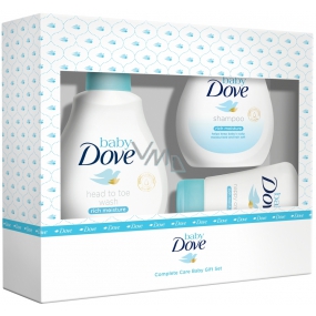 Dove Baby Rich Moisture cleansing gel for body and hair for children 200 ml + body lotion 200 ml + cream for sores 45 g, cosmetic set