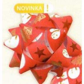 Nekupto Starfish medium luxury red snowman, stars, trees 6.5 cm HV 217 30
