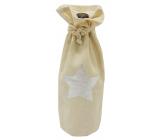 Cloth bag for a bottle with a silver star 15 x 32 cm