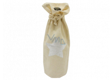 Cloth bag for a bottle with a silver star 15 x 32 cm