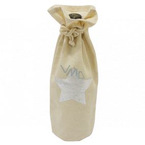 Cloth bag for a bottle with a silver star 15 x 32 cm