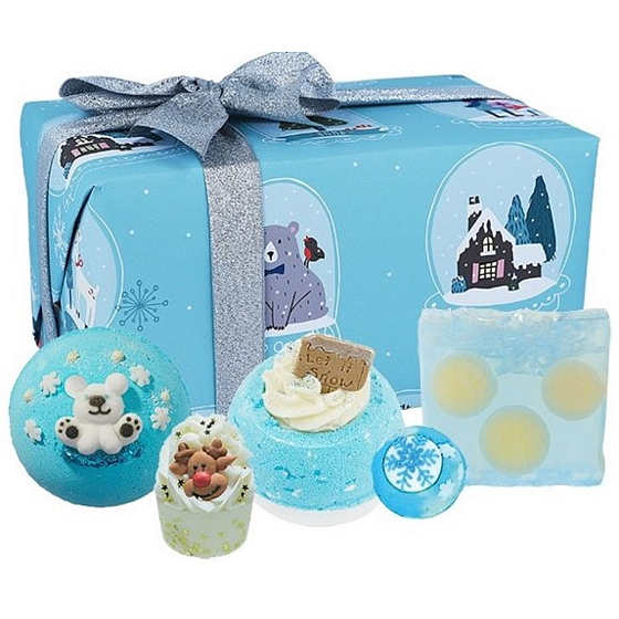 Bomb Cosmetics Shake Up Christmas sparkling ballistic bath ball 2 x 160 g + glycerin soap 100 g + butter ball 30 g + bath block 50 g, cosmetic set