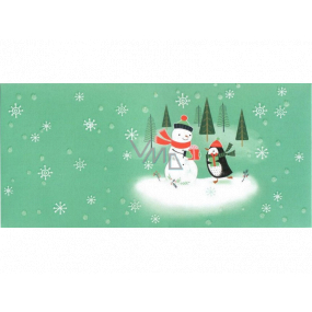 Albi Envelope greeting card Snowman with penguin 9 x 19 cm