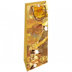 Nekupto Gift paper bag for a bottle 33 x 10 x 9 cm Christmas golden glass