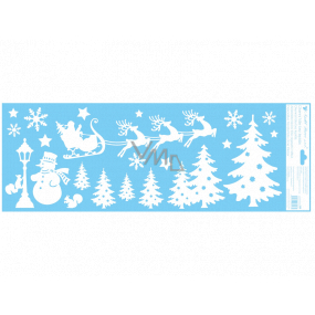 Window film without glue with glitter Stripes with trees and snowman 60 x 21 cm