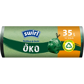 Swirl Eco Drawstring Trash Bags 35 l, 55 × 63 cm, 23 µ, 12 pcs