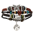 Leather multi-layer bracelet, symbol Tree of Life + butterfly, adjustable size