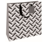 Nekupto Gift paper bag 32,5 x 32,5 x 14 cm Men's grey-black