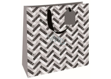Nekupto Gift paper bag 32,5 x 32,5 x 14 cm Men's grey-black