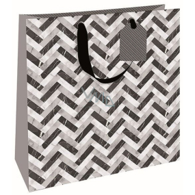 Nekupto Gift paper bag 32,5 x 32,5 x 14 cm Men's grey-black