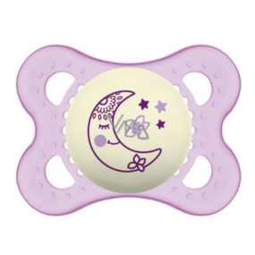 Mam Night Silicone Orthodontic Soother 0+ Months Purple with Moon 1 piece