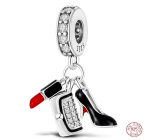 Charm Sterling silver 925 Chic style - lipstick, handbag, pumps 3in1, bracelet pendant, interests