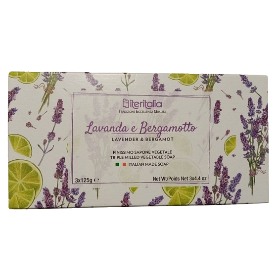 Iteritalia Lavender and bergamot vegetable soap 3 x 125 g, gift set