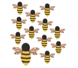 Wooden bee with glue 4 cm, 12 pieces in bag